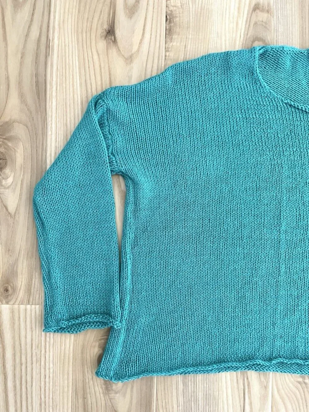 WOODEN SHIPS Open-Knit Chunky Oversized Pull-Over Sweater Teal size X/L